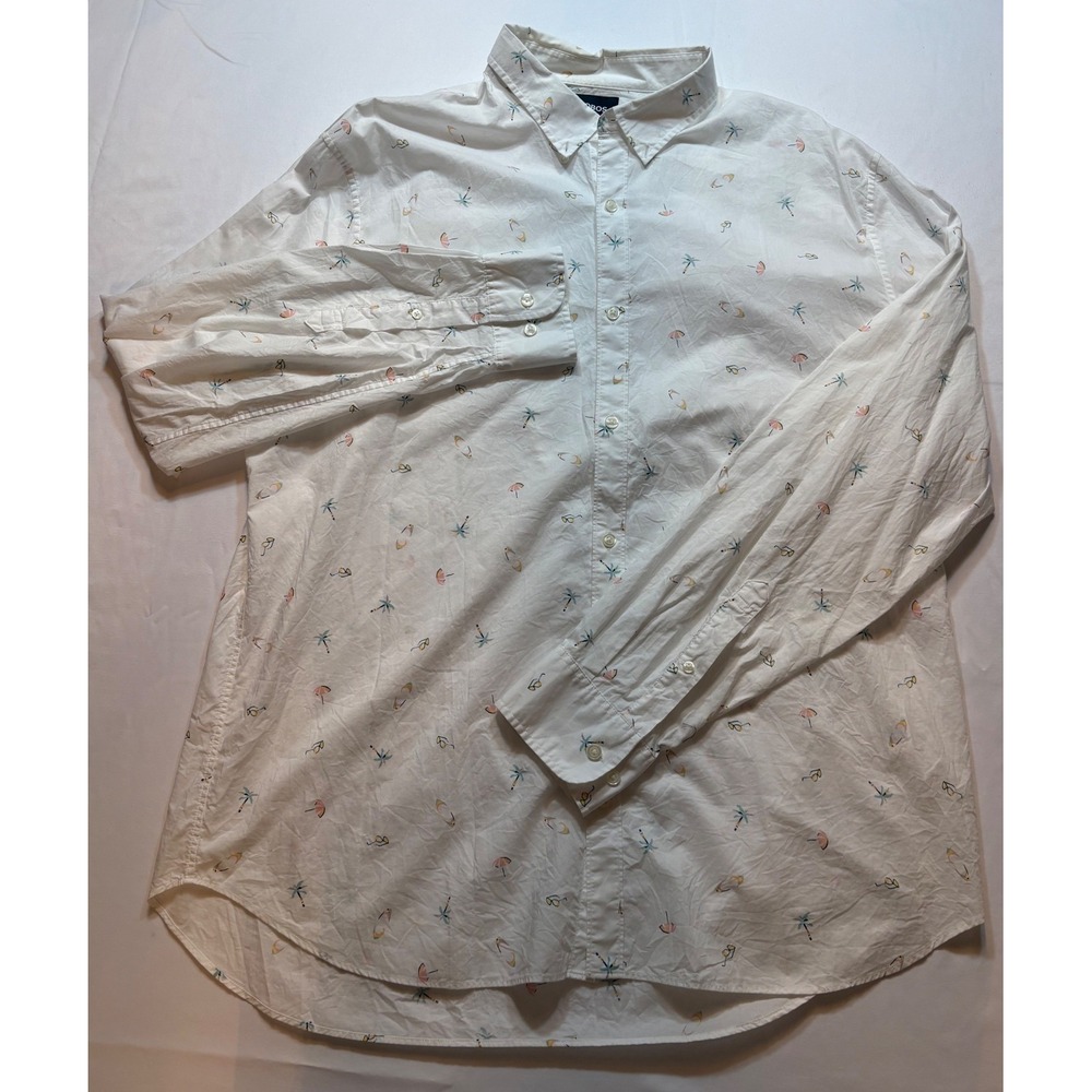 Bonobos‎ Button Down Shirt Mens XXL Long White Beach Print  Standard Fit
